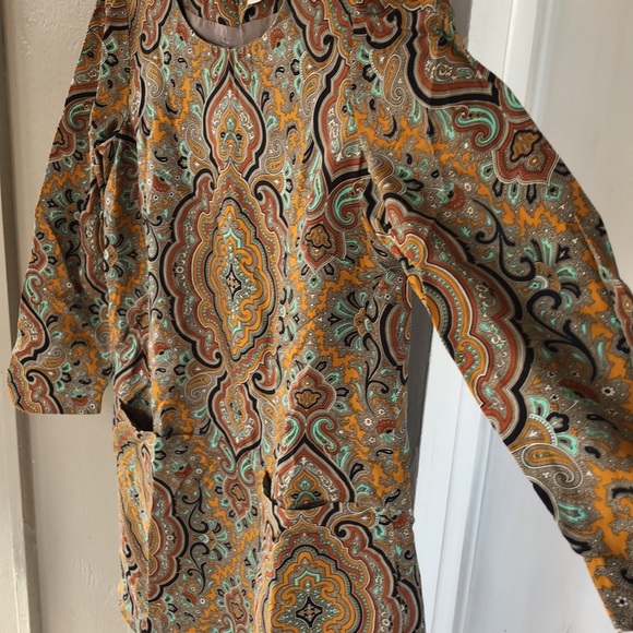 J Crew Collection 100% Silk Jules Gold Paisley Dress With Pockets Womens Size 6 - Picture 5 of 15